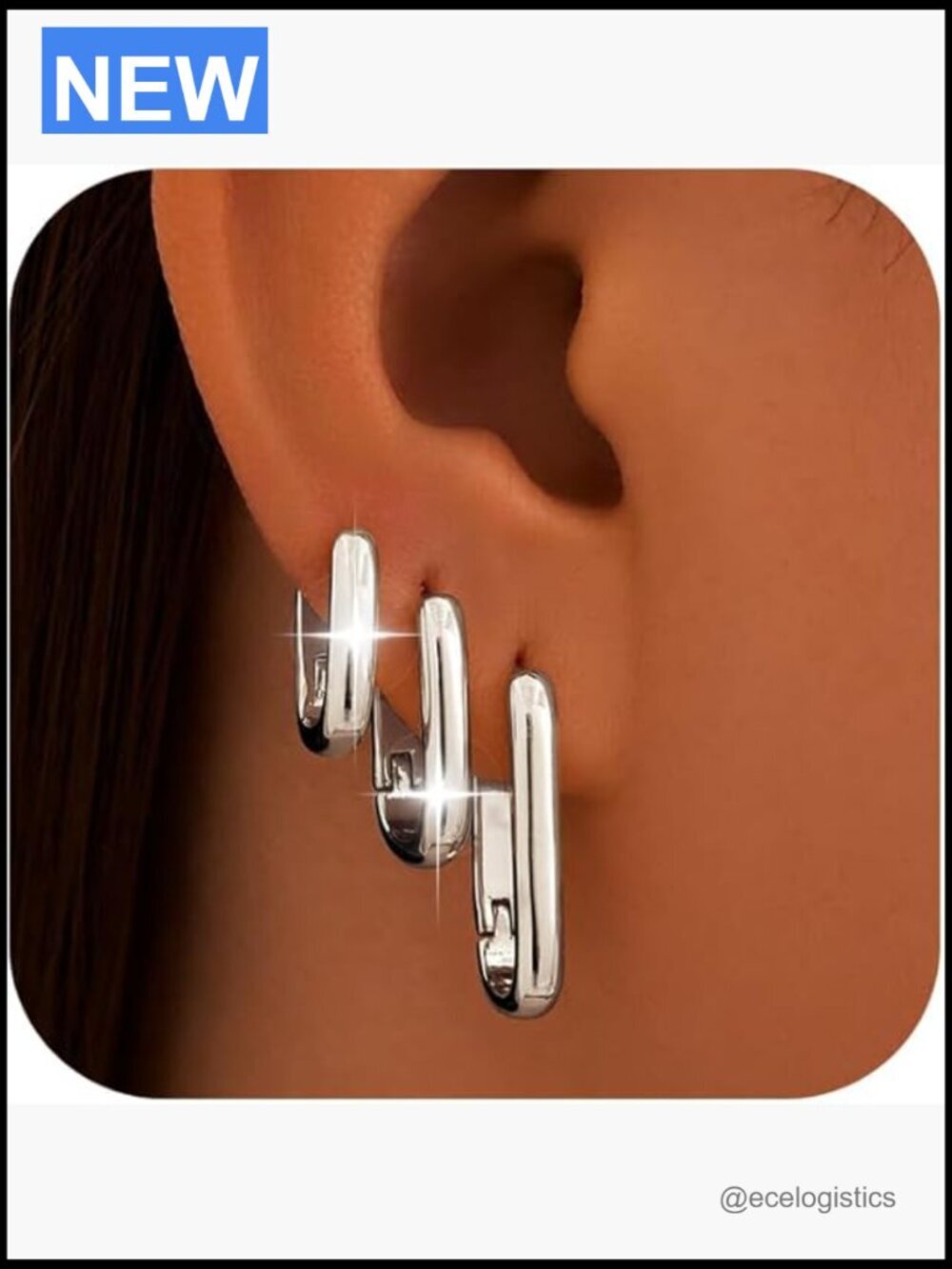Hypoallergenic Square Geometric Hoop Earrings Set 3 Pairs